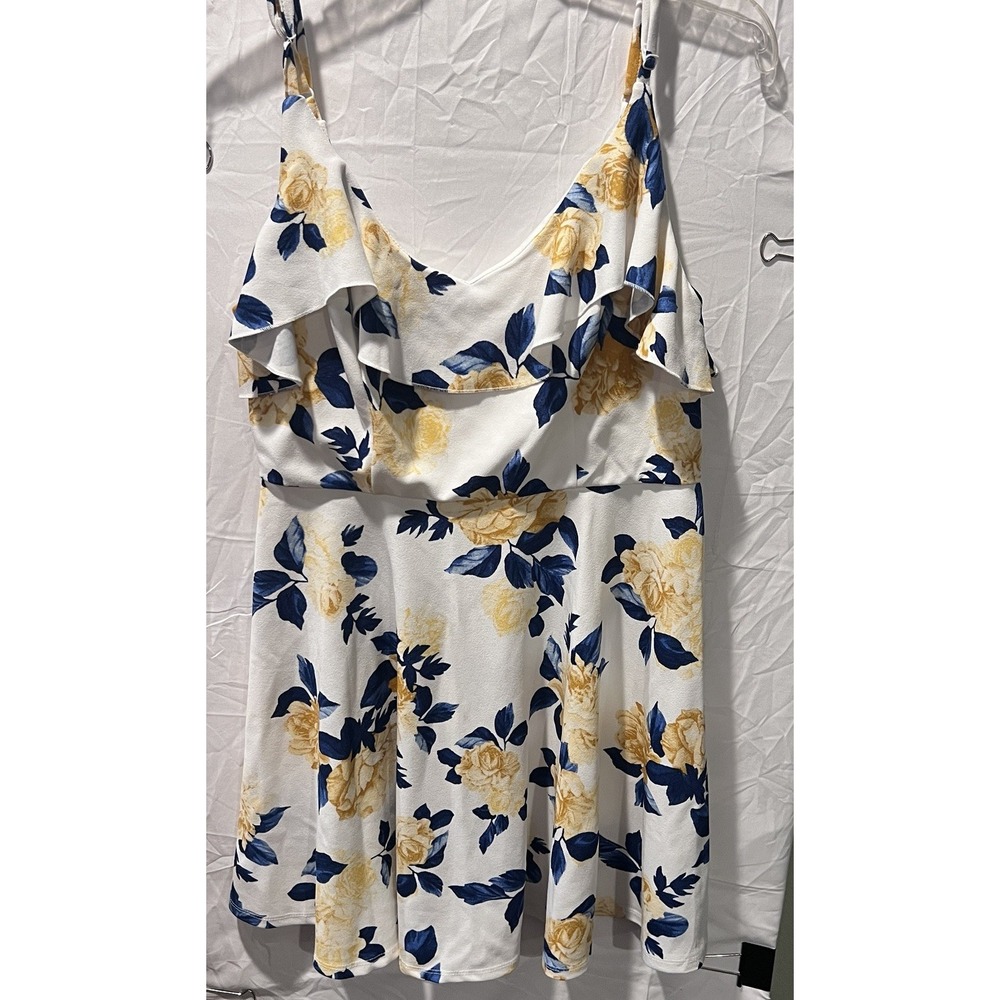 Trixxi Fit & Flare Mini Dress Floral Stretch Women's L Whimsical Cottagecore